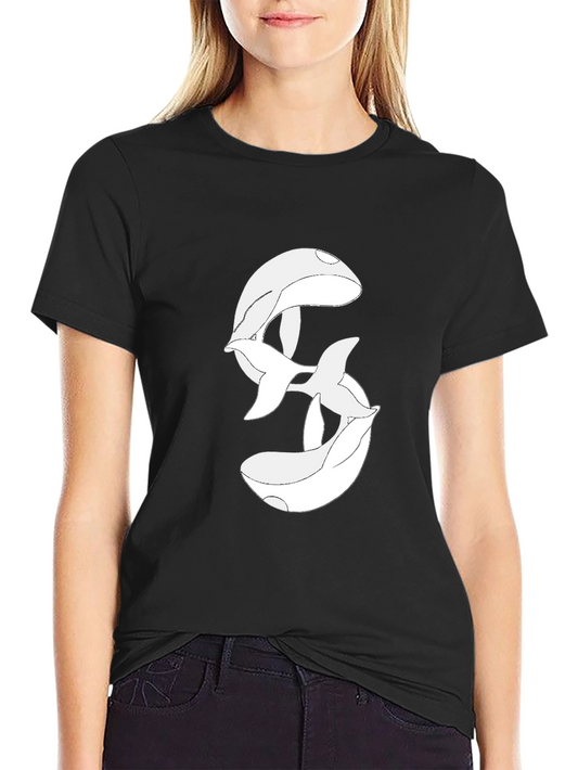 Whale Trio Graphic Tee - Stylish Black T-Shirt