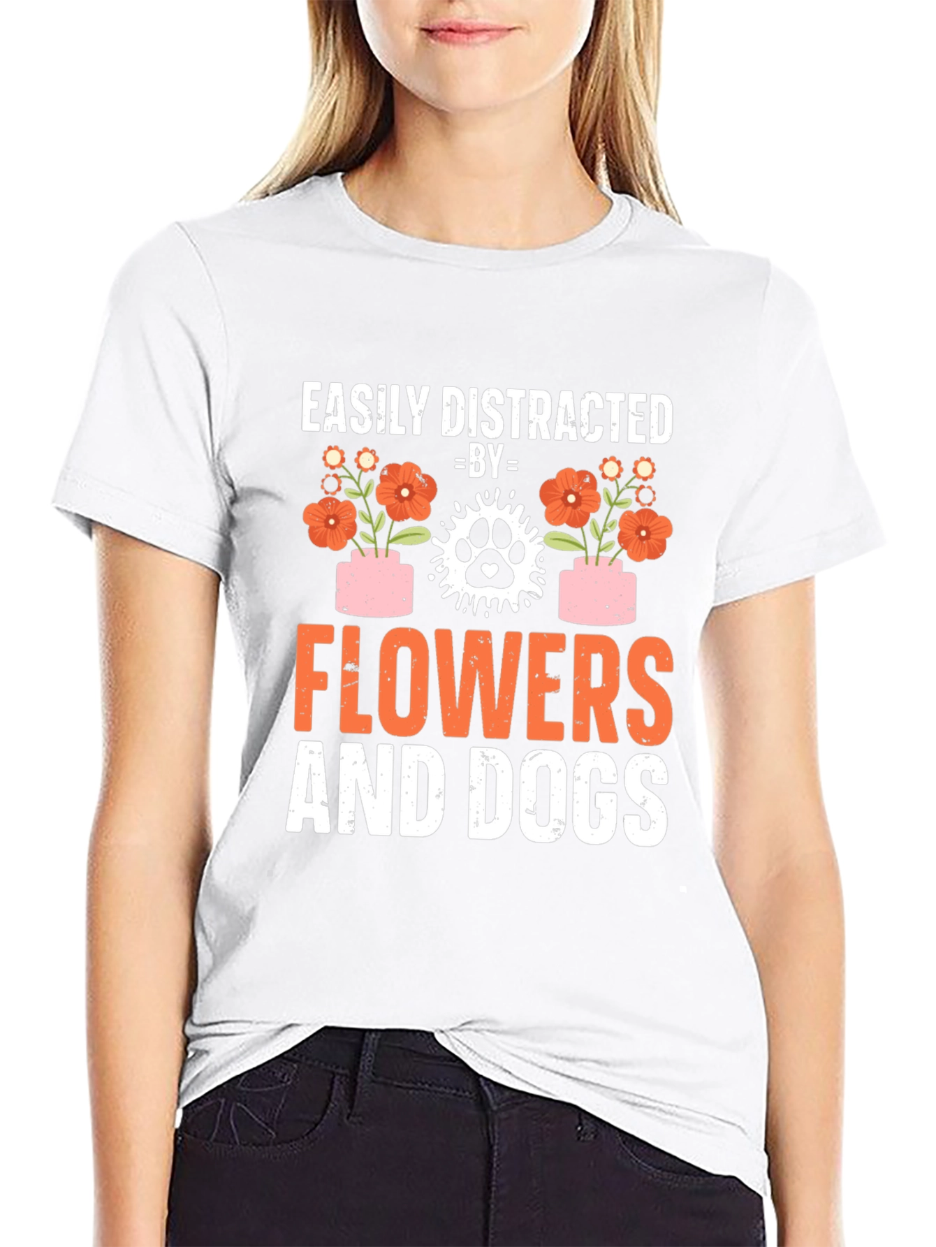 Easily Distracted By Flowers And Dogs T-Shirt