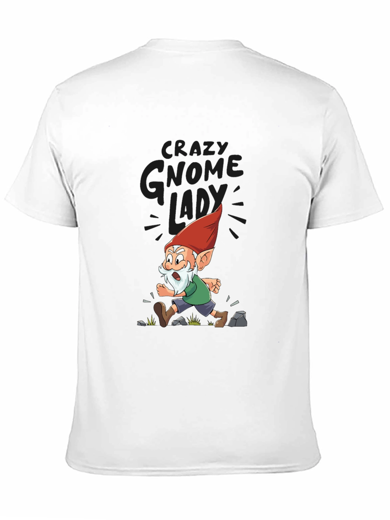 Crazy Gnome Lady T-Shirt - Funny Cartoon Graphic Tee
