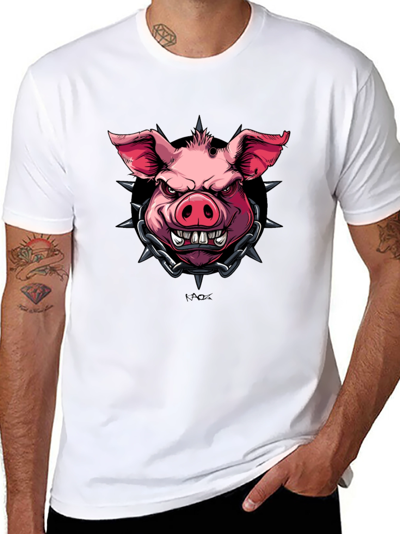 Edgy Pig Graphic Tee - Black Cotton T-Shirt