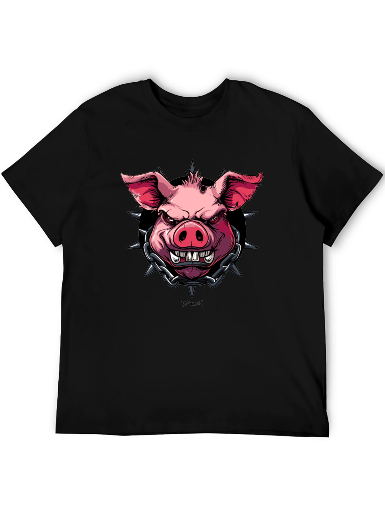 Edgy Pig Graphic Tee - Black Cotton T-Shirt