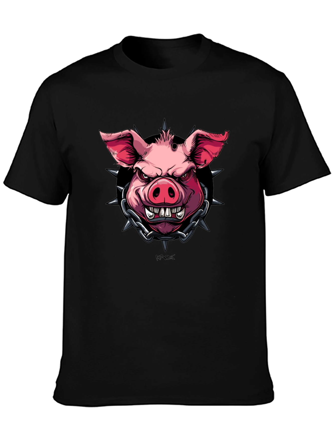 Edgy Pig Graphic Tee - Black Cotton T-Shirt