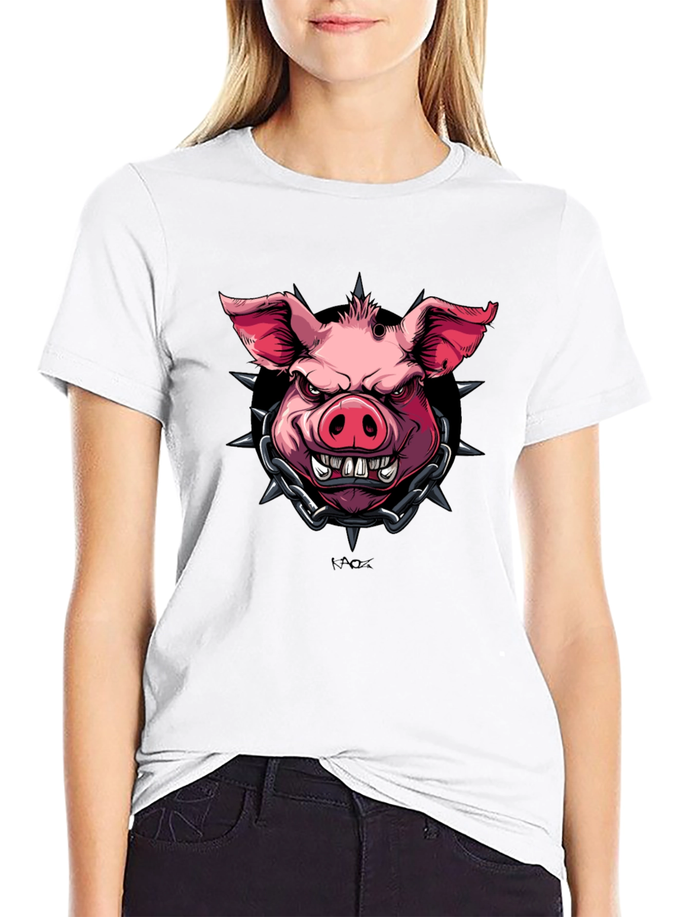 Edgy Pig Graphic Tee - Black Cotton T-Shirt