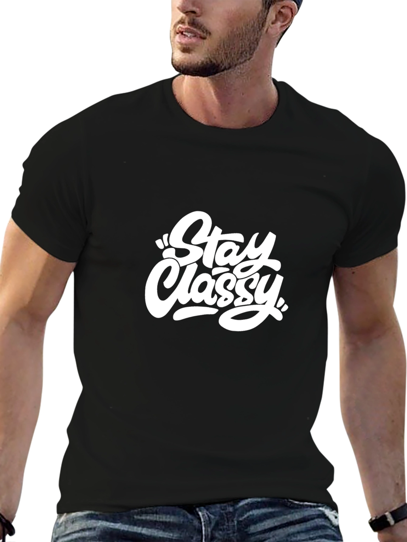 Stay Classy Black Graphic Tee - Mens Casual Shirt