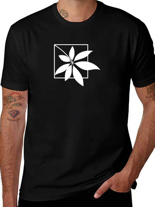 Modern Leaf Design Black T-Shirt