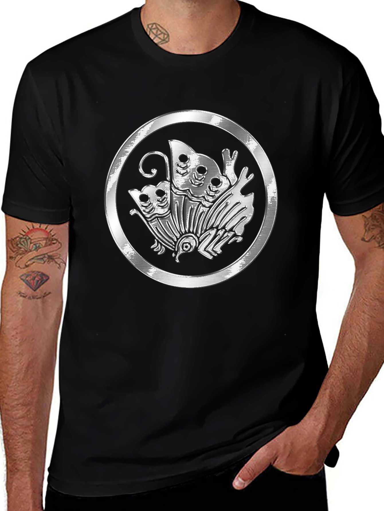Emblem Butterfly Graphic Tee - Black Casual Shirt