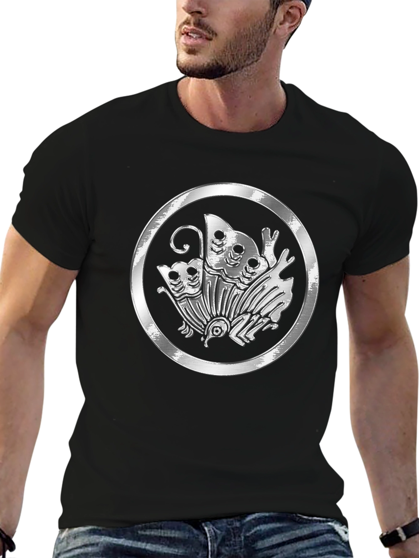 Emblem Butterfly Graphic Tee - Black Casual Shirt