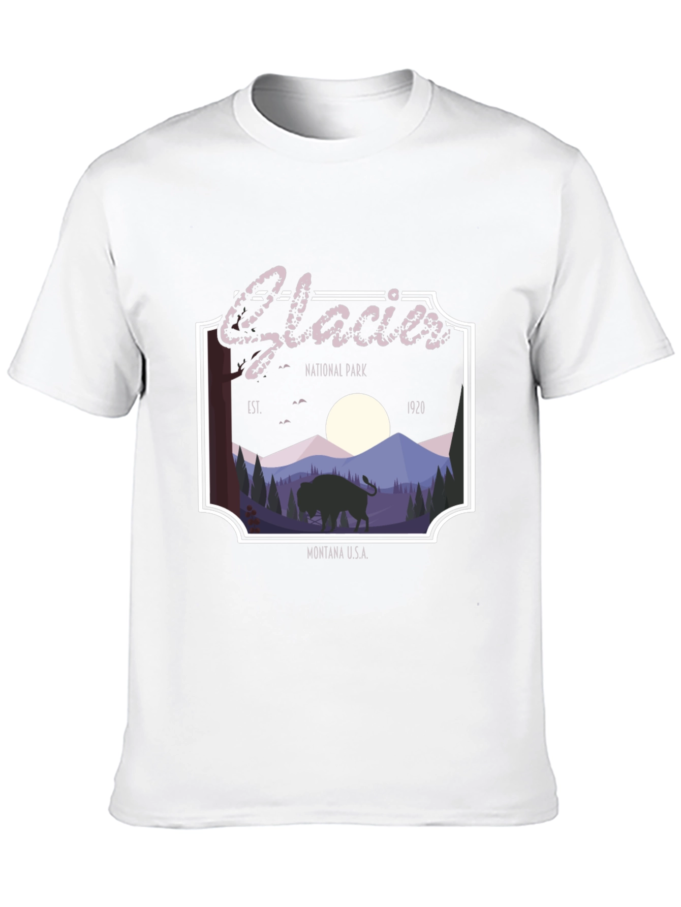 Glacier National Park Black Graphic T-Shirt