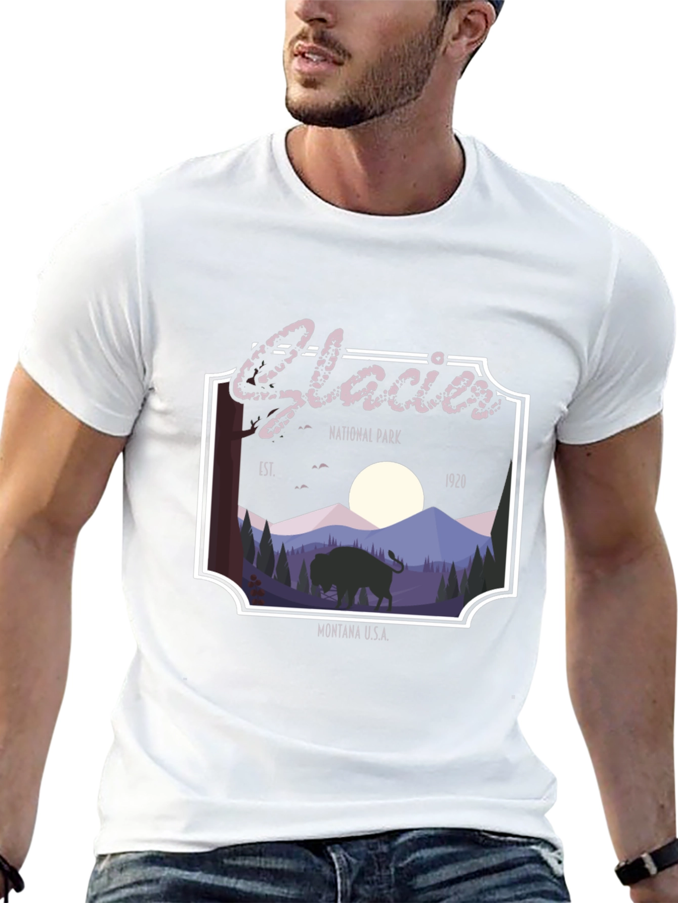 Glacier National Park Black Graphic T-Shirt