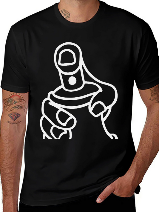 Pointing Finger Graphic Tee - Black Cotton Blend