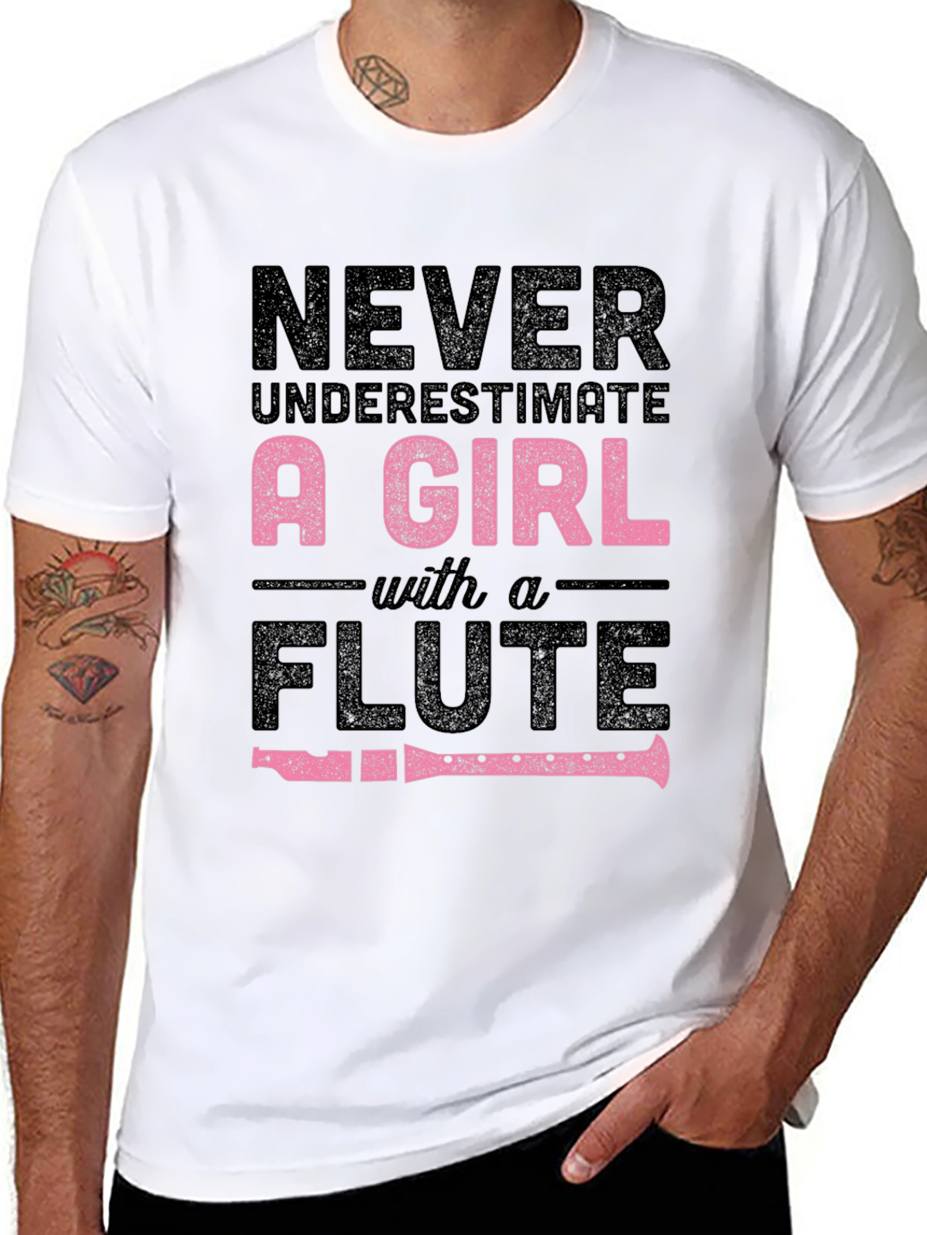 Never Underestimate a Girl With A Flute T-Shirt