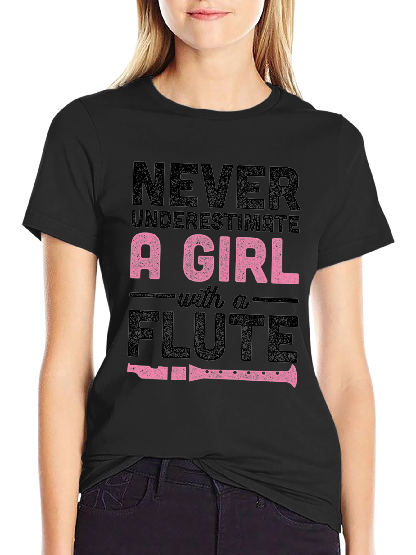 Never Underestimate a Girl With A Flute T-Shirt