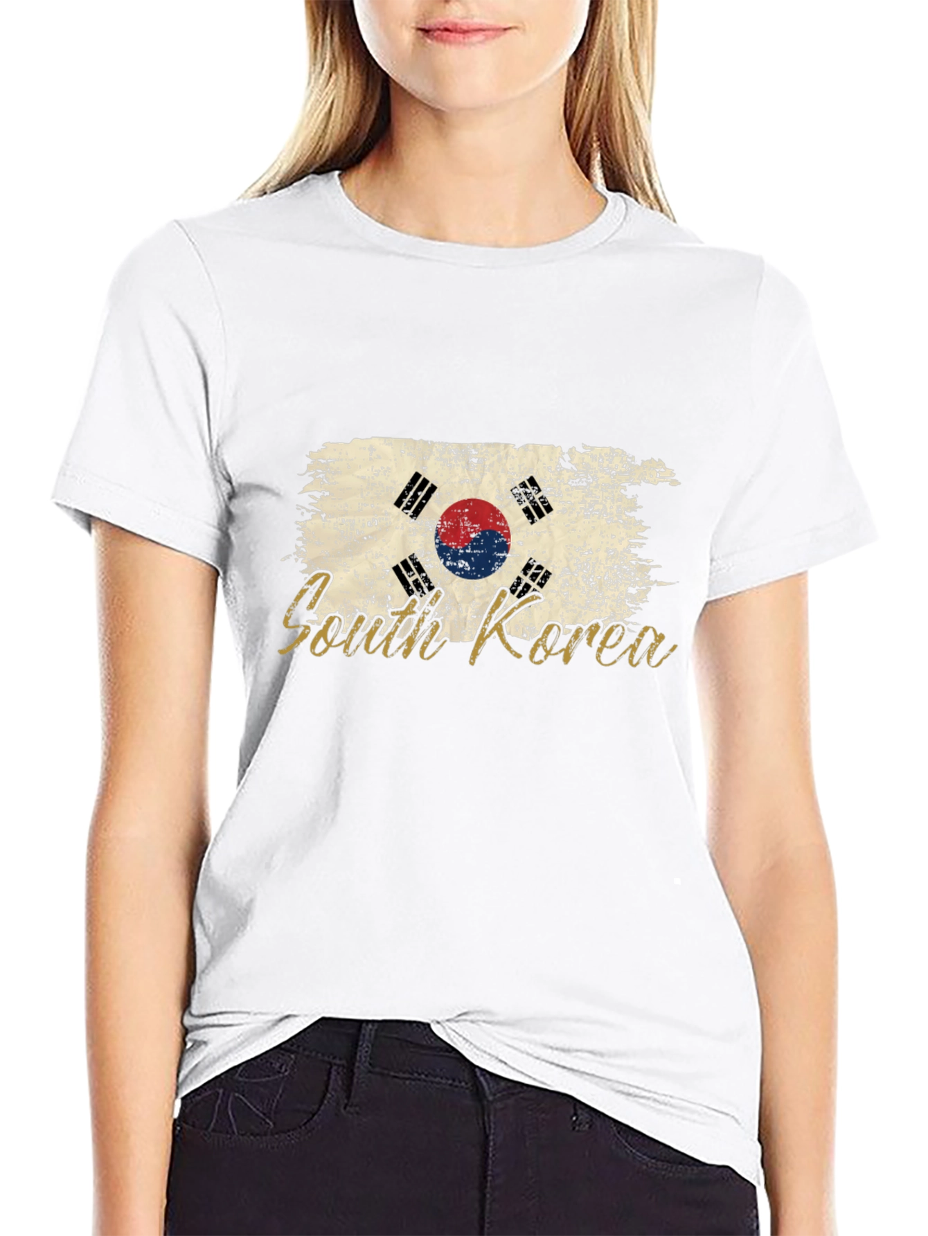 South Korea Flag Graphic Black T-Shirt