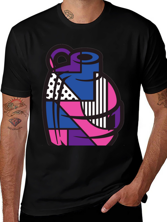 Abstract Grenade Graphic T-Shirt - Black