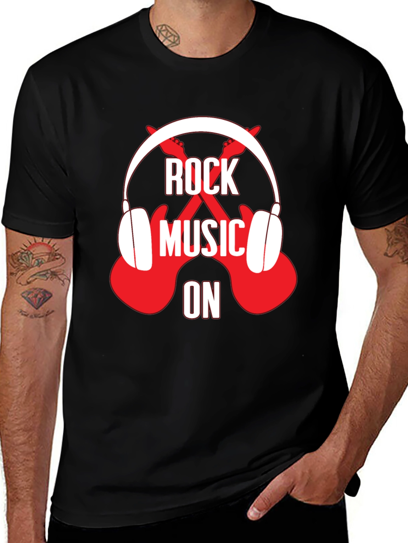Rock Music On Graphic Tee - Black T-Shirt