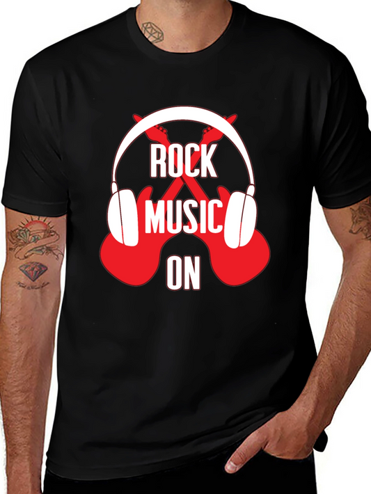 Rock Music On Graphic Tee - Black T-Shirt