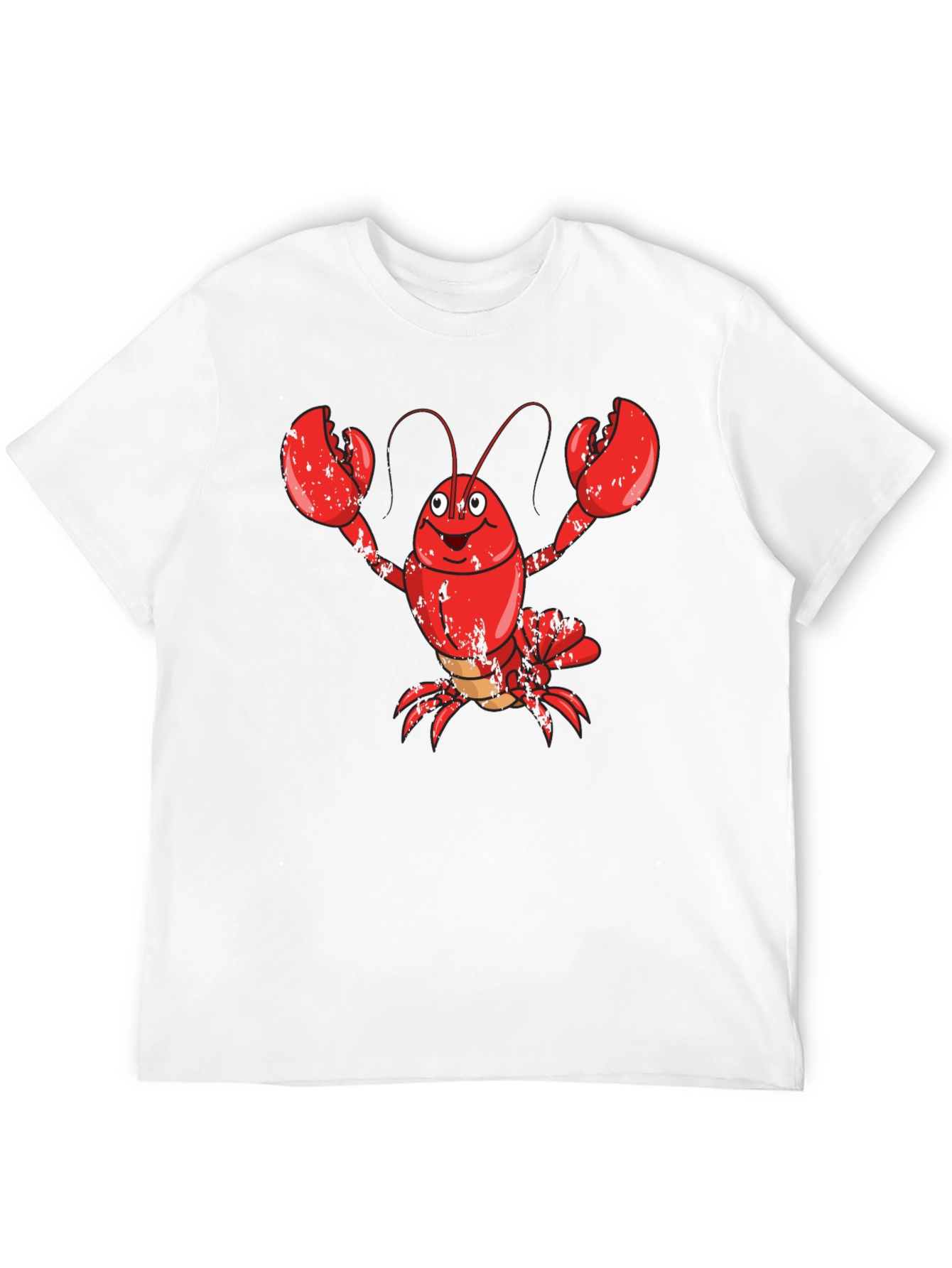 Cartoon Lobster Graphic Tee - Mens Black Cotton T-Shirt