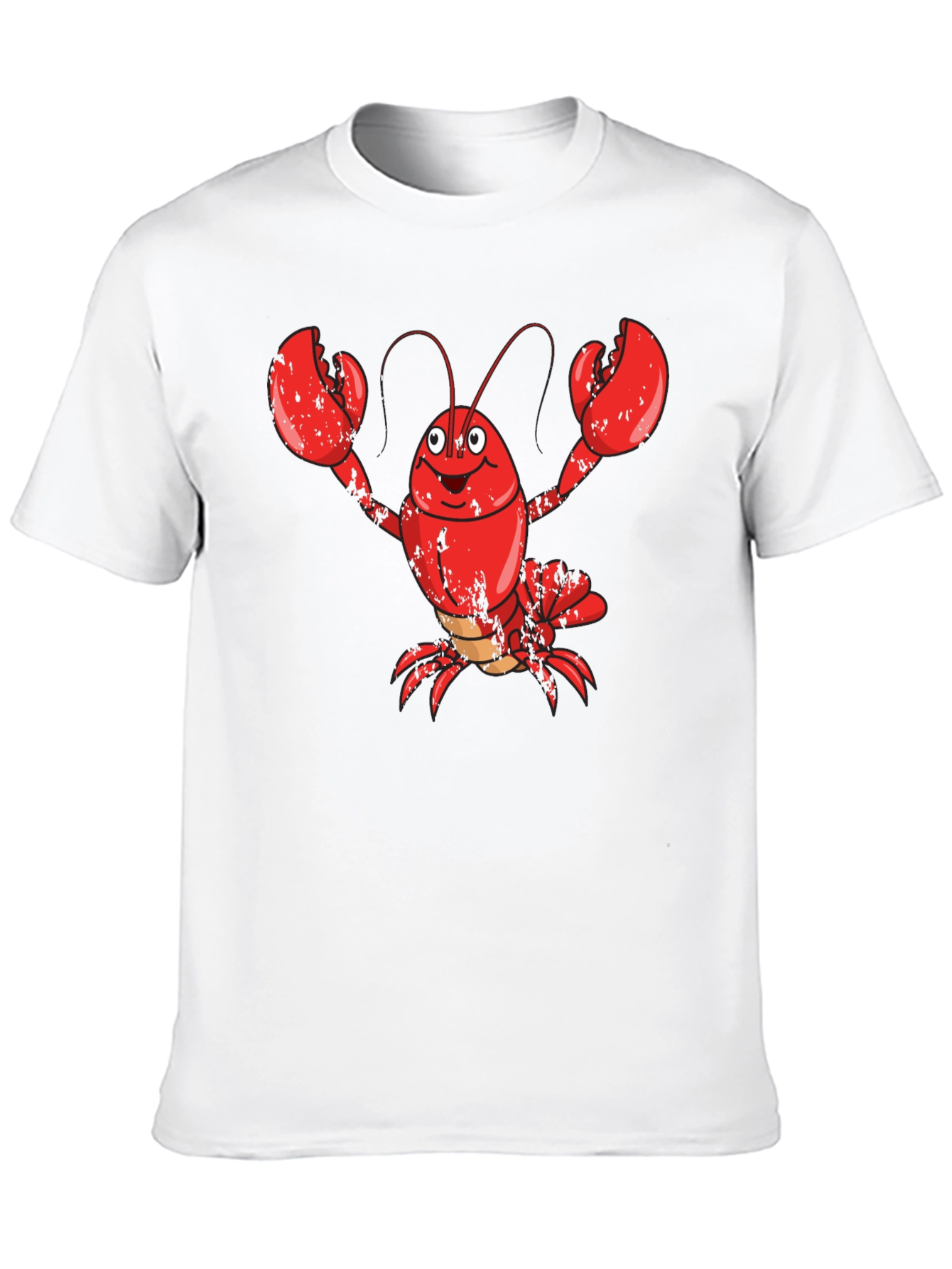 Cartoon Lobster Graphic Tee - Mens Black Cotton T-Shirt