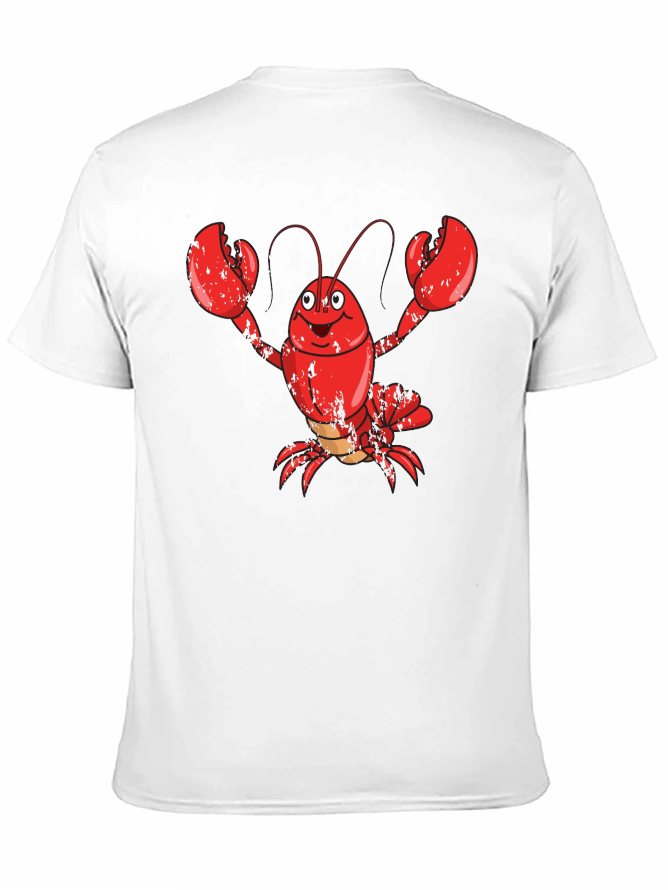 Cartoon Lobster Graphic Tee - Mens Black Cotton T-Shirt