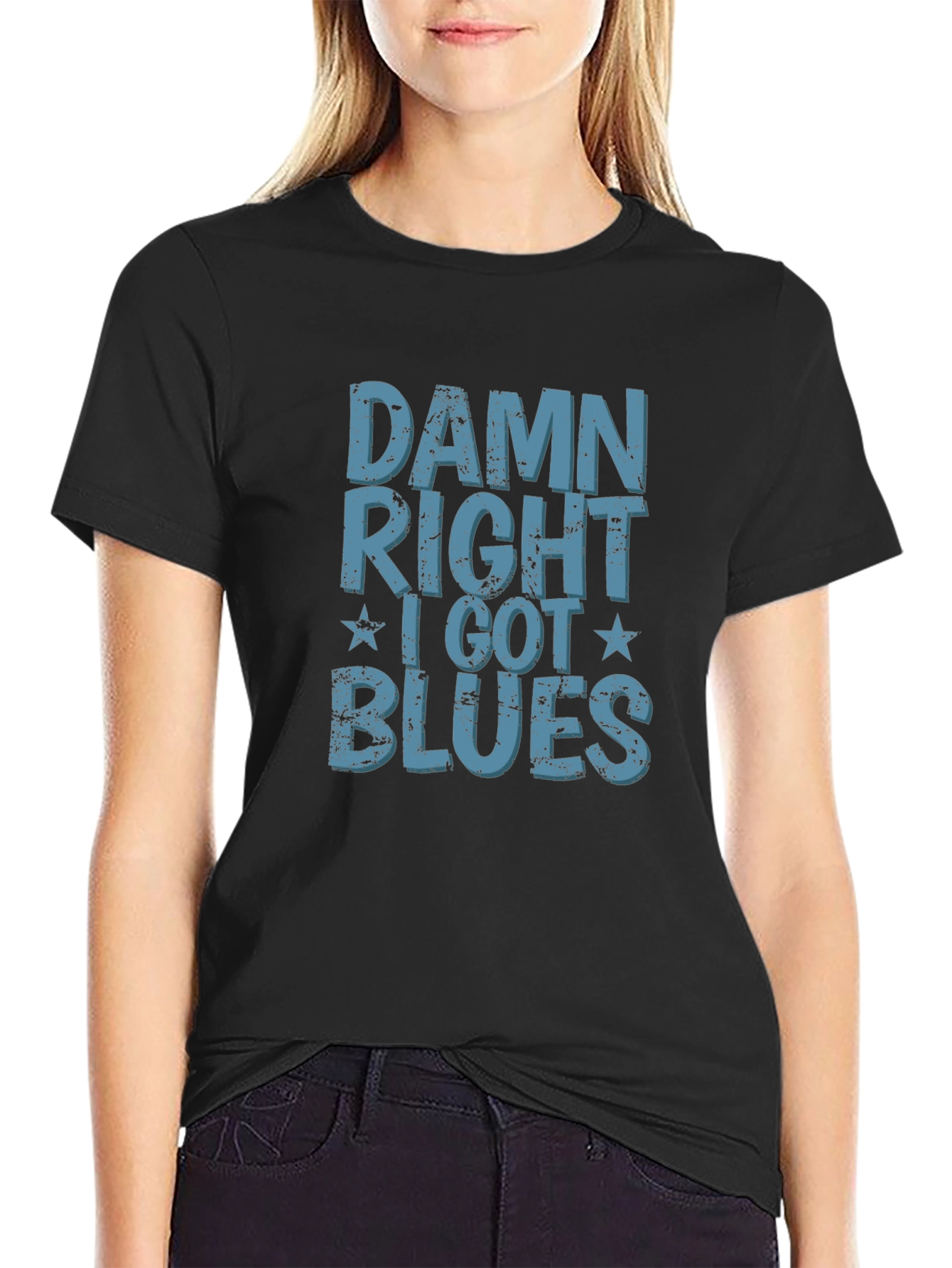 Damn Right I Got Blues T-Shirt - Distressed Design
