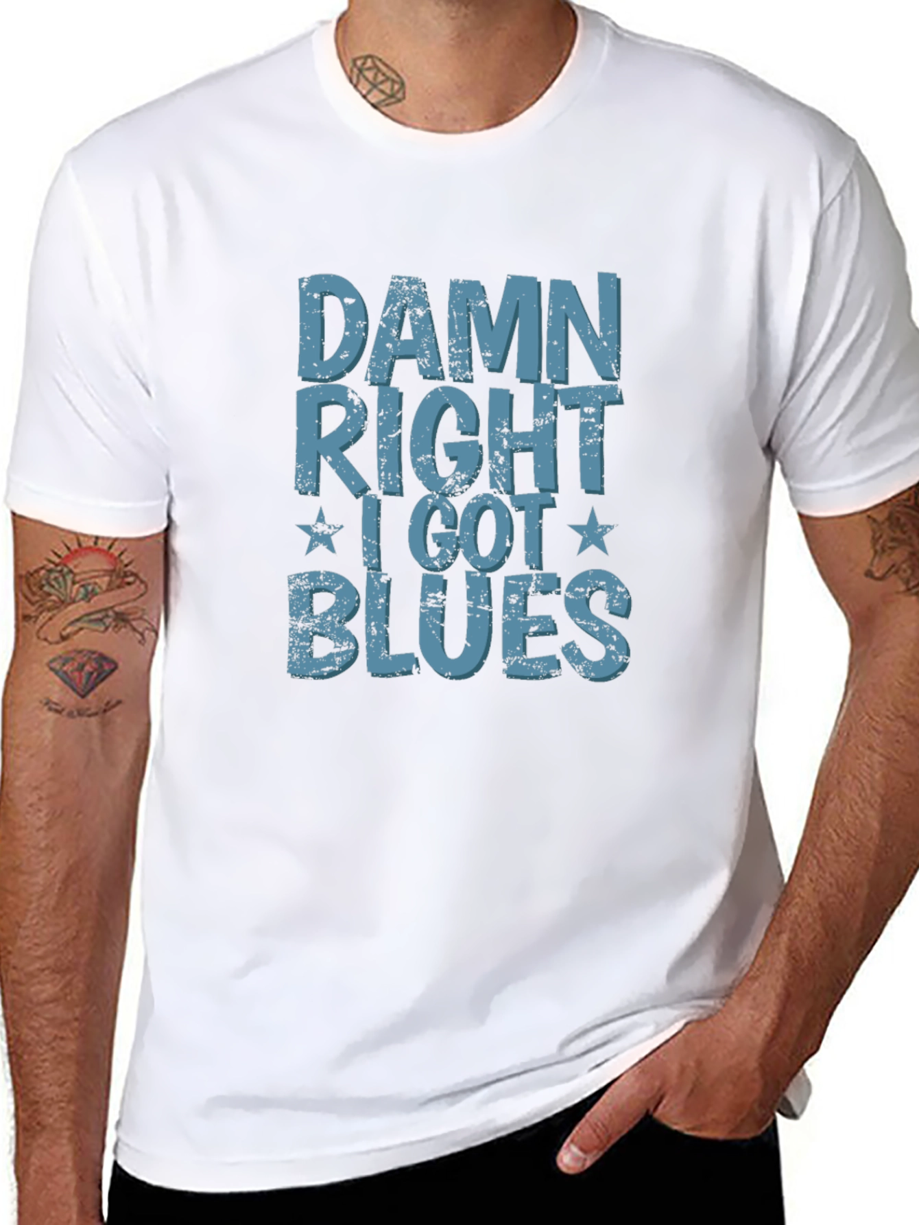 Damn Right I Got Blues T-Shirt - Distressed Design