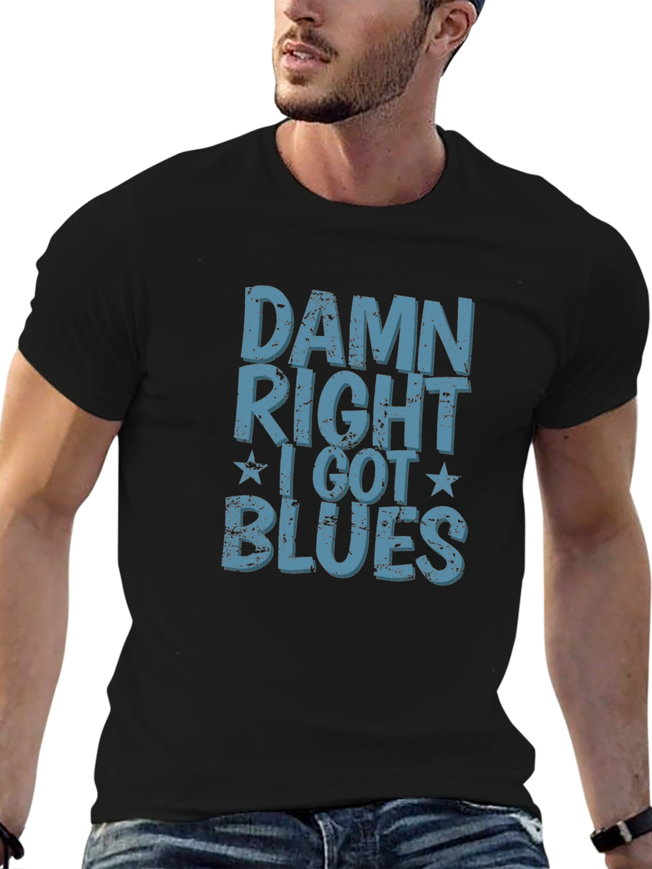 Damn Right I Got Blues T-Shirt - Distressed Design