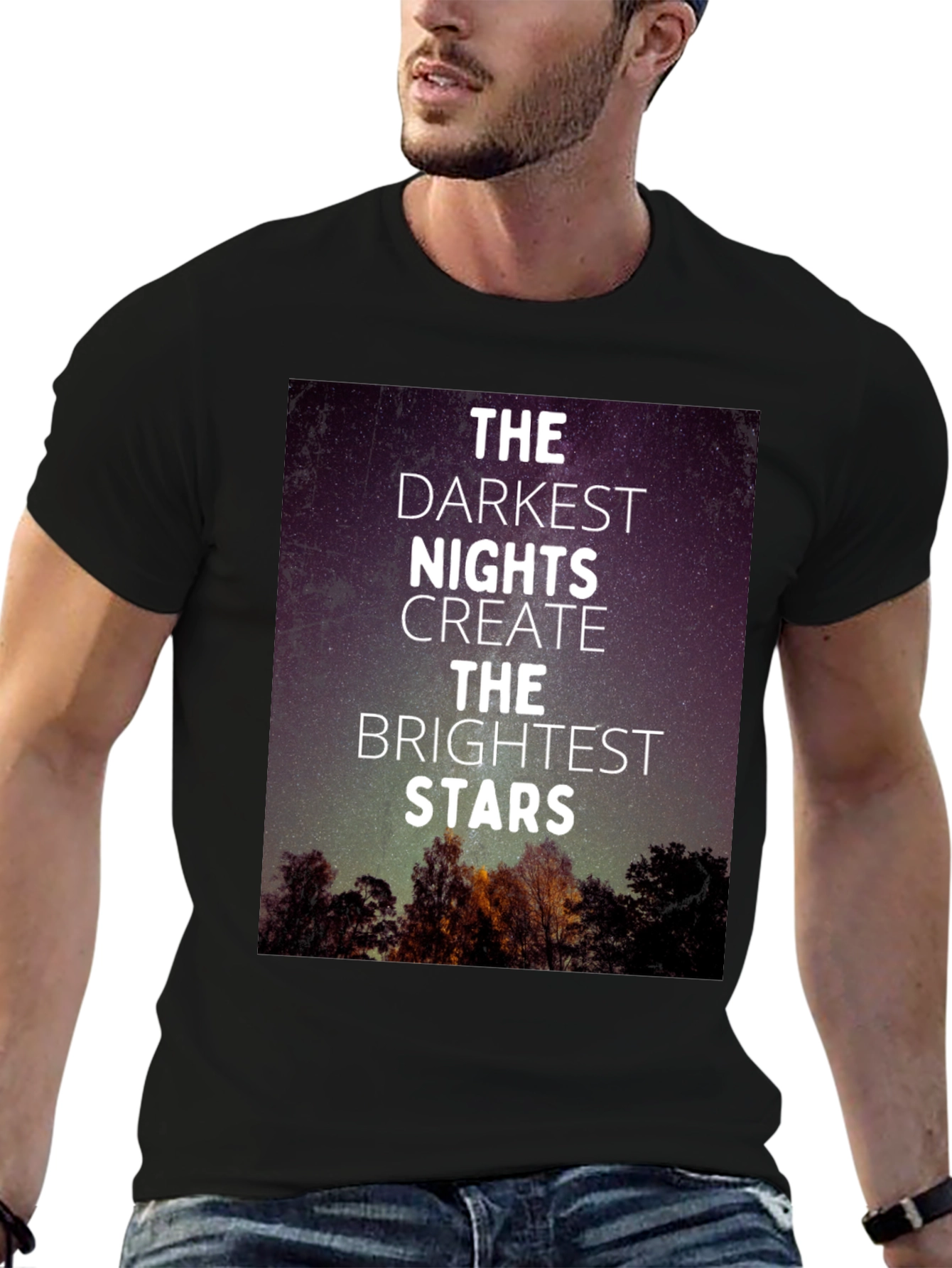Inspirational Darkest Nights Brightest Stars Black T-Shirt