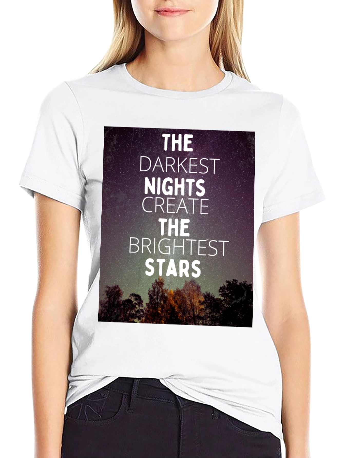 Inspirational Darkest Nights Brightest Stars Black T-Shirt