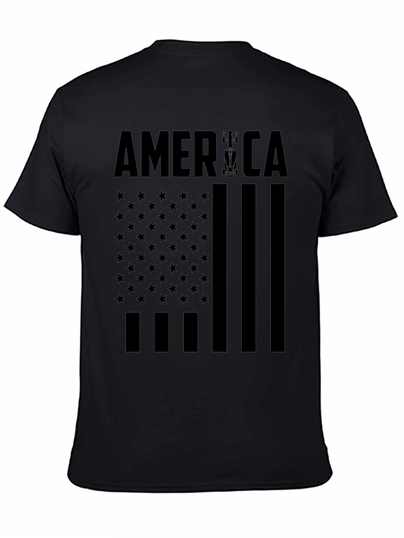 USA Flag Formula 1 T-Shirt - Black