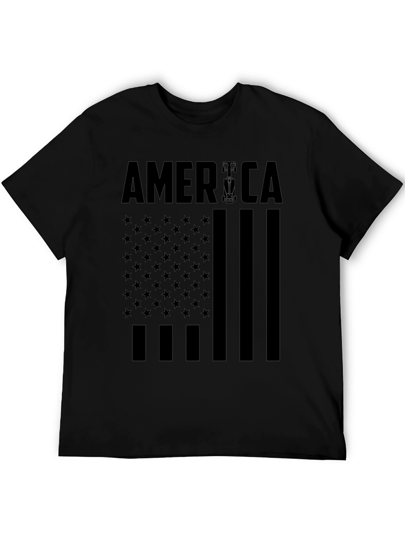 USA Flag Formula 1 T-Shirt - Black