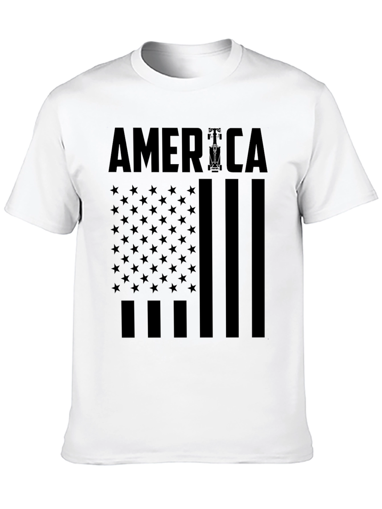 USA Flag Formula 1 T-Shirt - Black