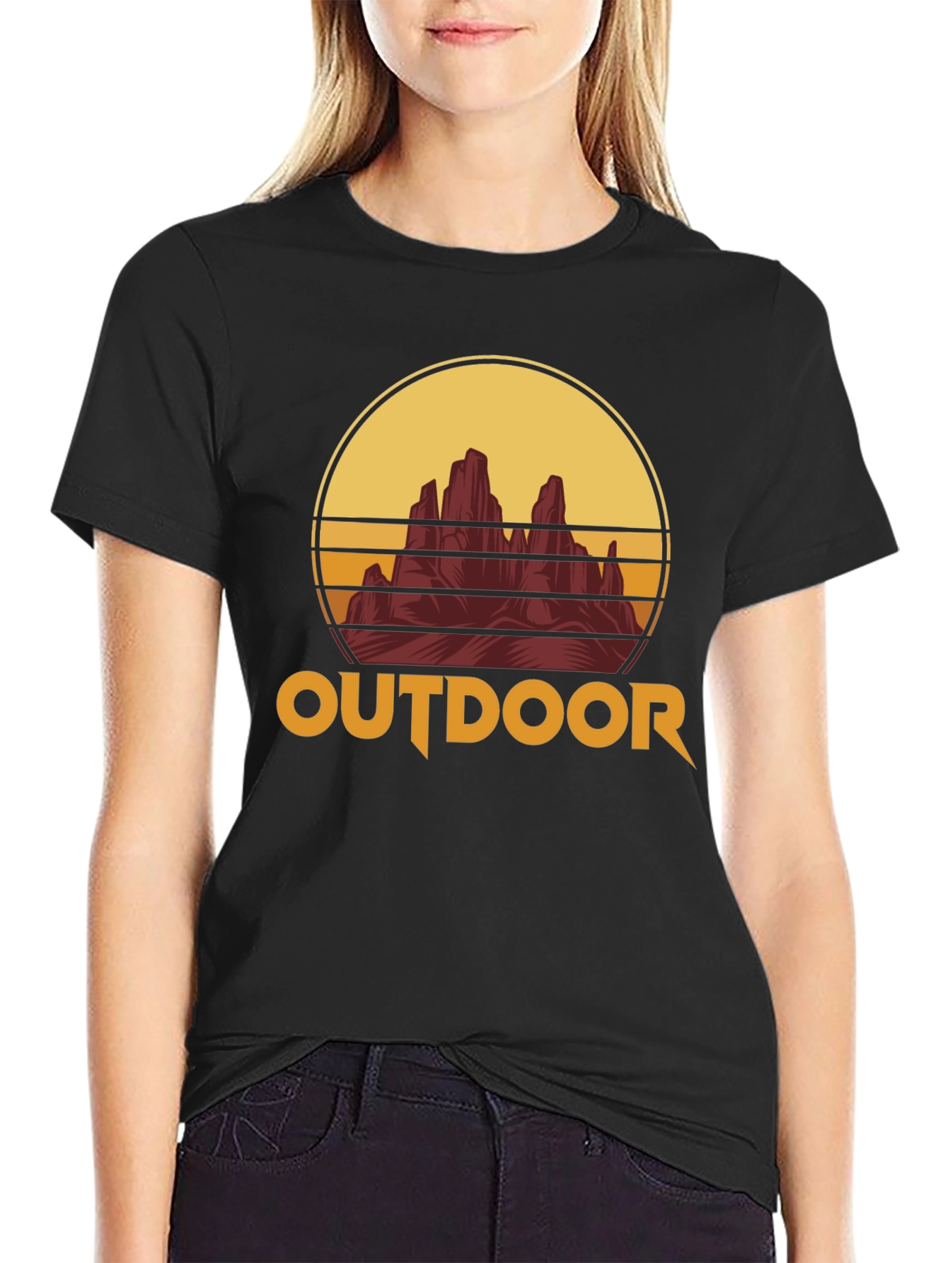 Outdoor Adventure T-Shirt - Mountain Sunset Graphic