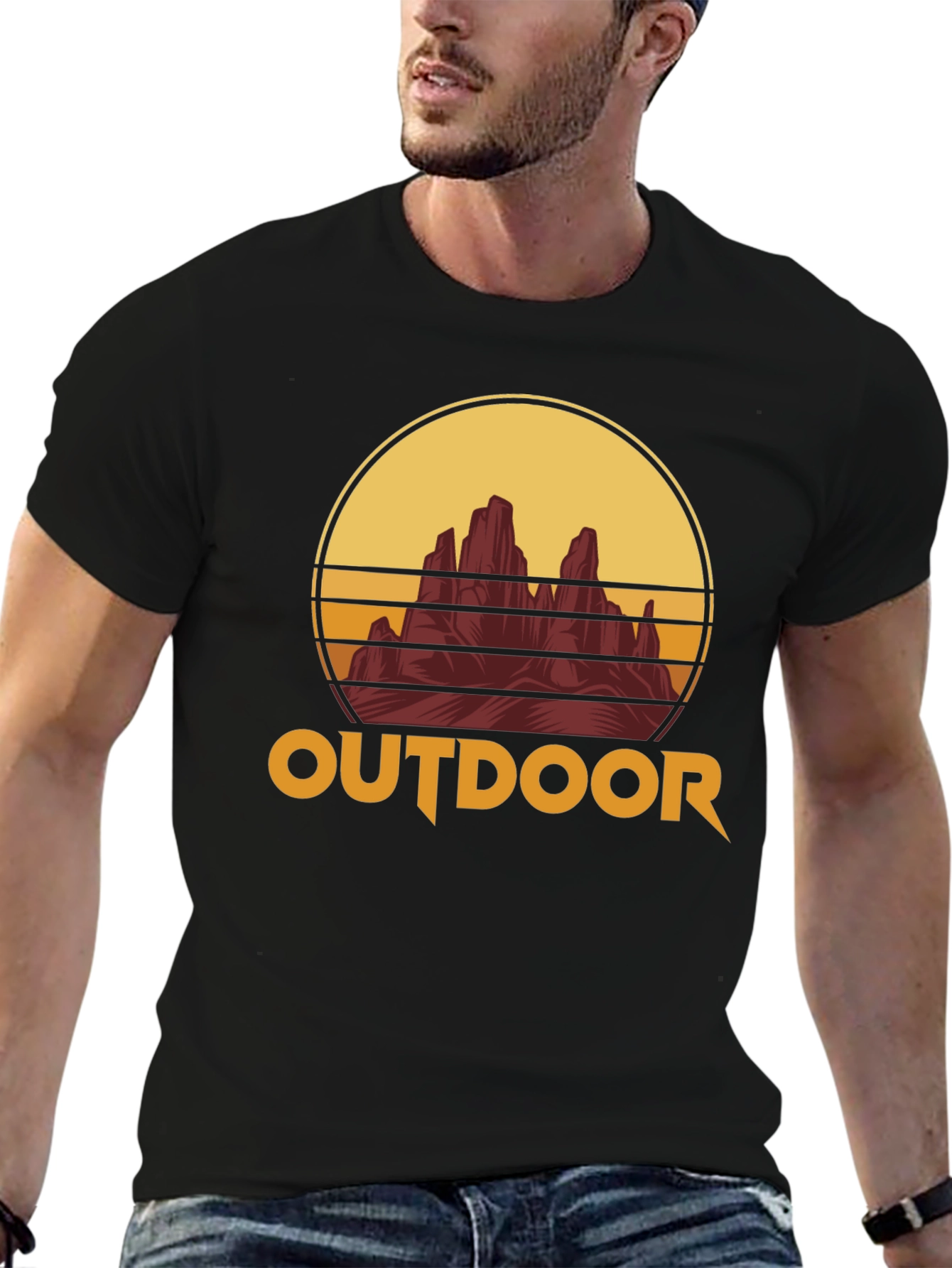 Outdoor Adventure T-Shirt - Mountain Sunset Graphic