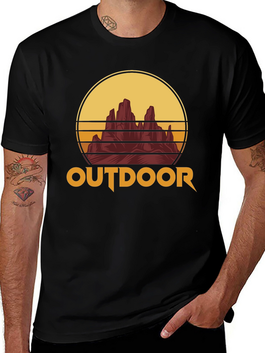 Outdoor Adventure T-Shirt - Mountain Sunset Graphic