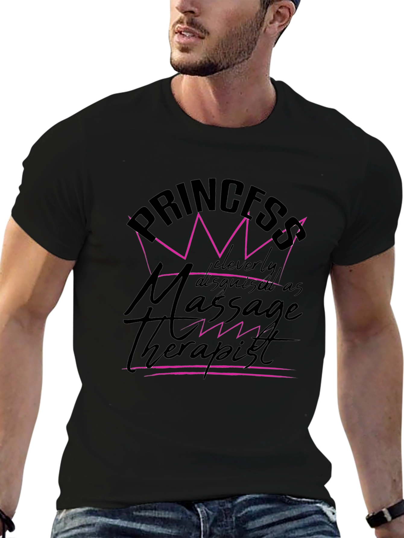 Princess Massage Therapist Black Graphic Tee