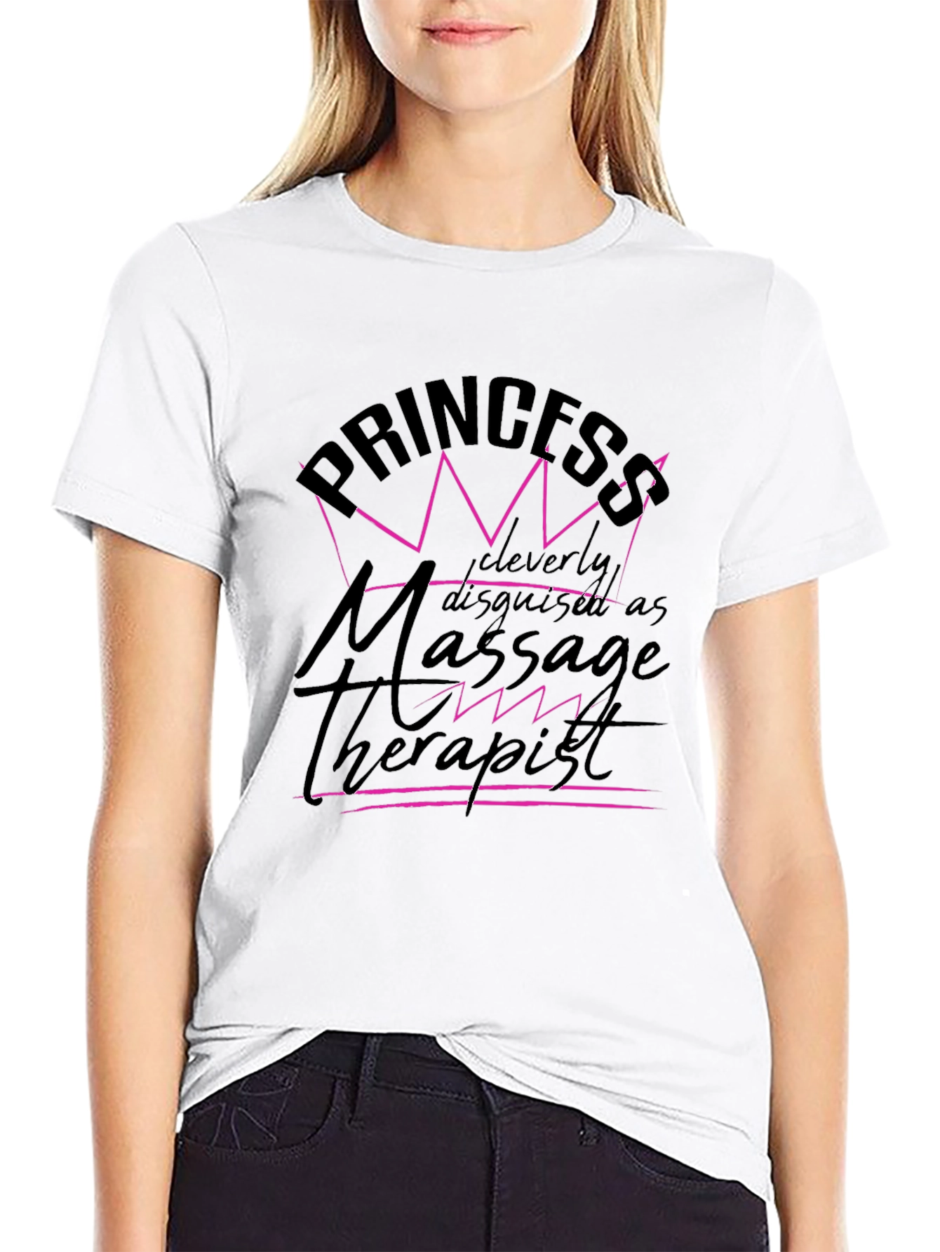 Princess Massage Therapist Black Graphic Tee