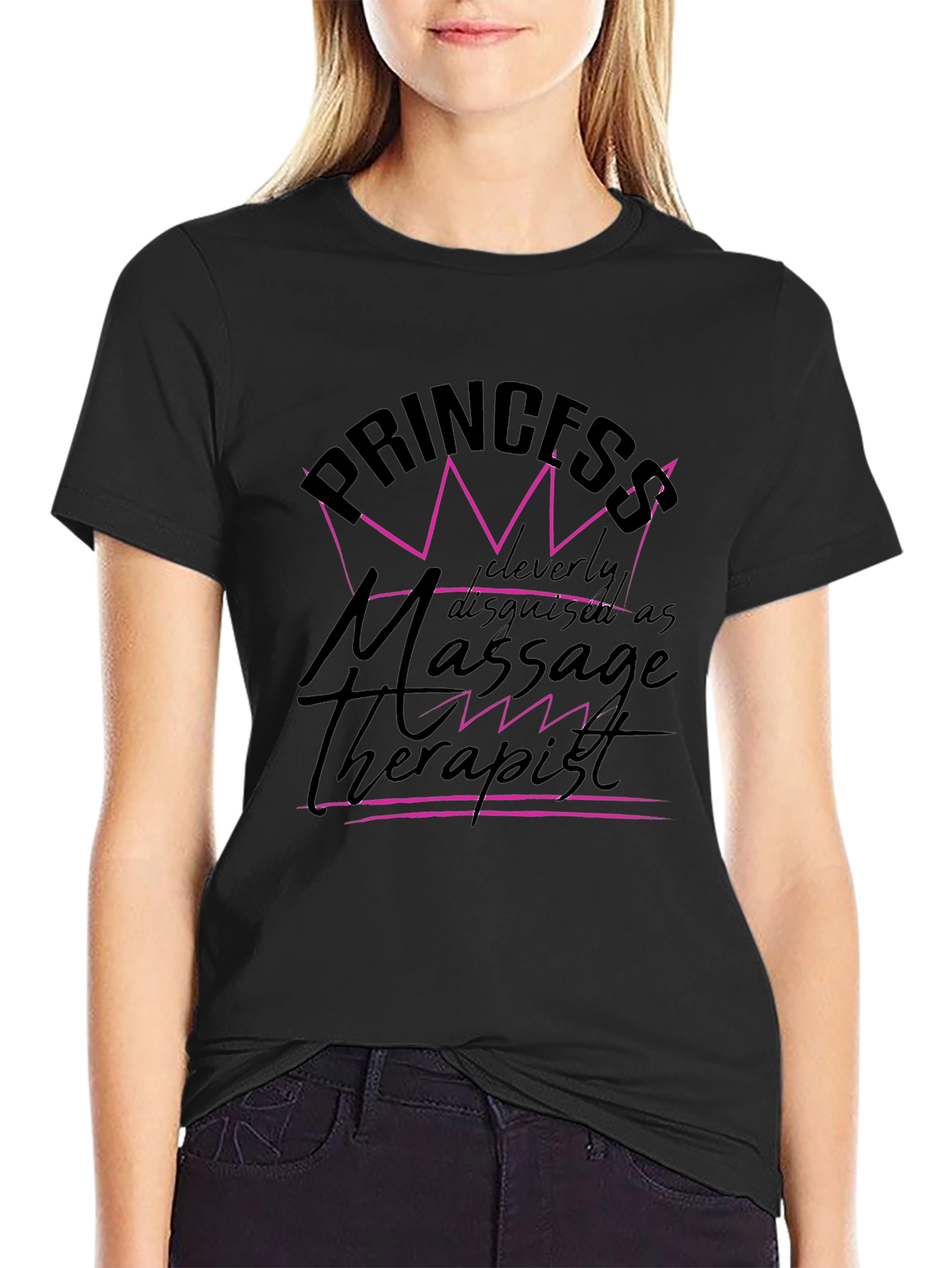 Princess Massage Therapist Black Graphic Tee