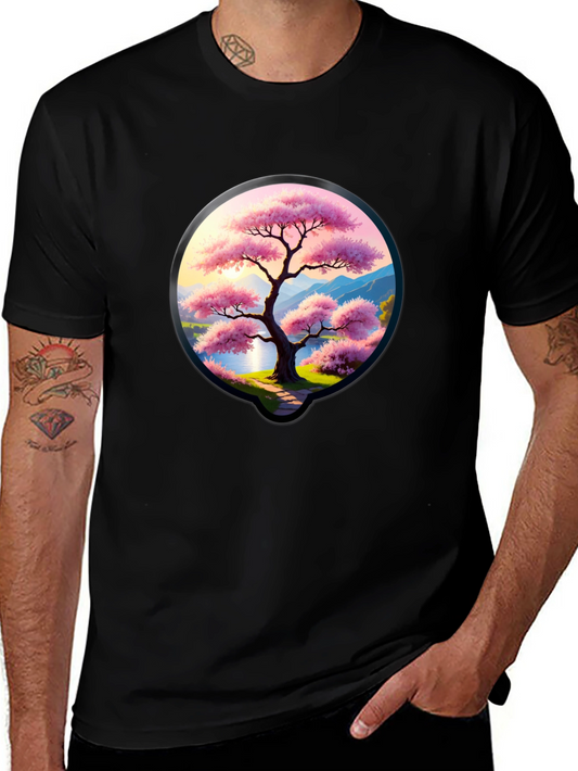 Cherry Blossom Tree Black T-Shirt