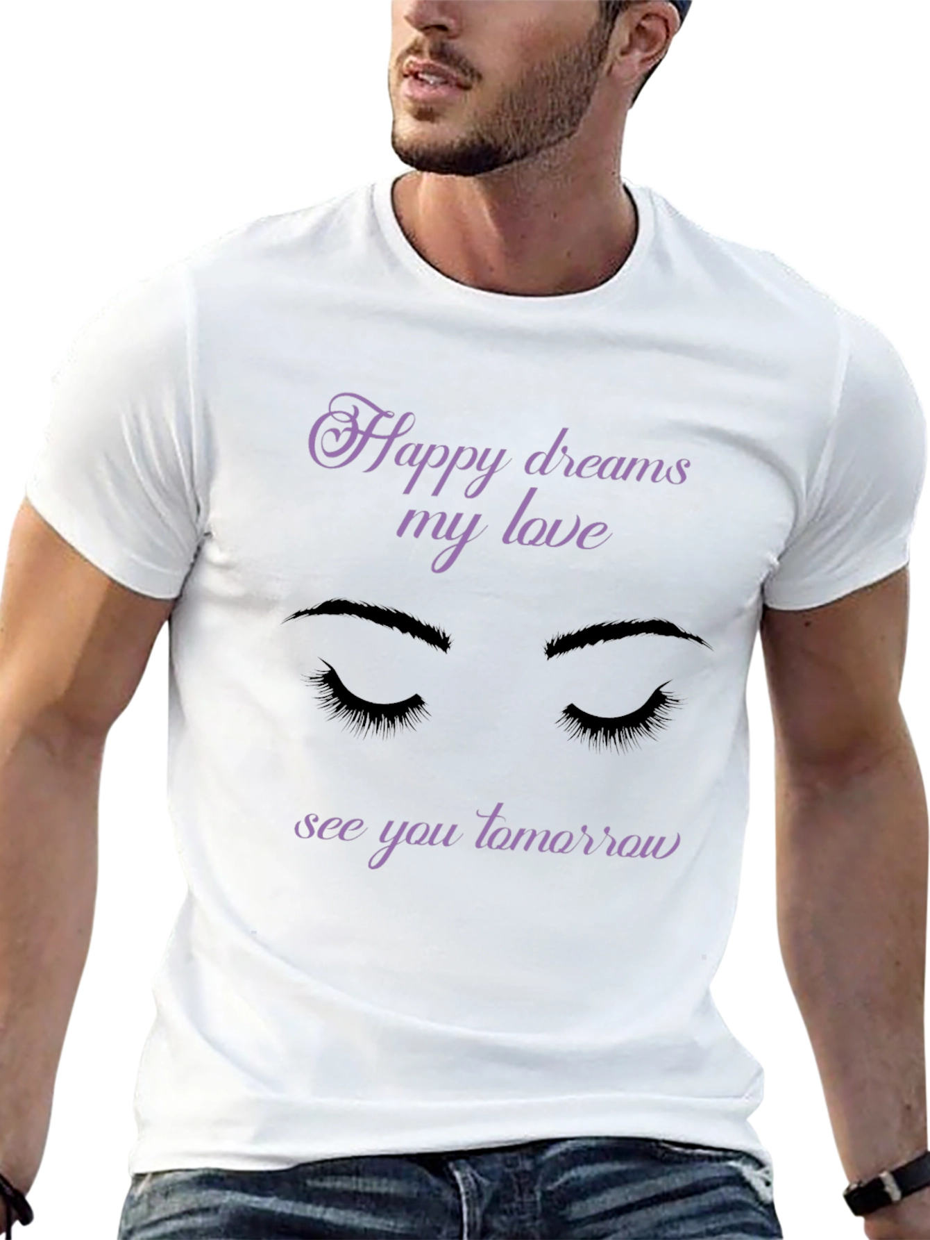 Happy Dreams My Love Black Graphic T-Shirt
