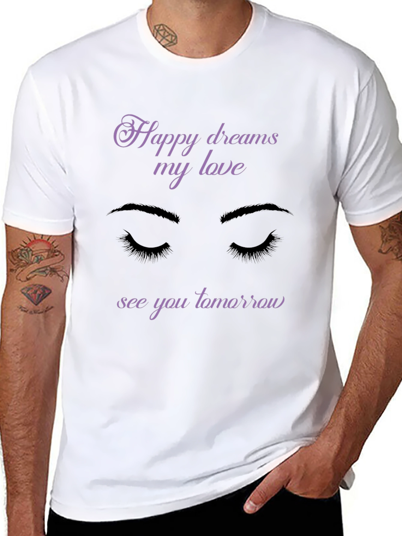Happy Dreams My Love Black Graphic T-Shirt