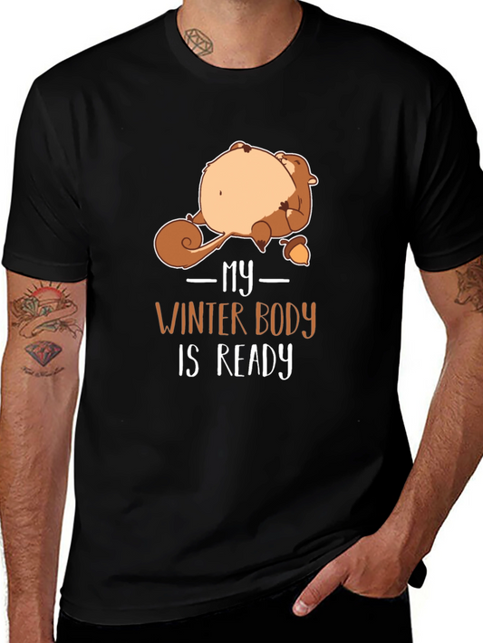 Funny Winter Body Ready Squirrel Graphic T-Shirt