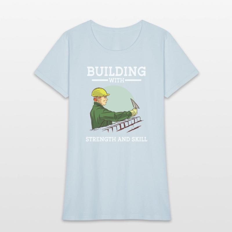 Construction worker building with strength & skill