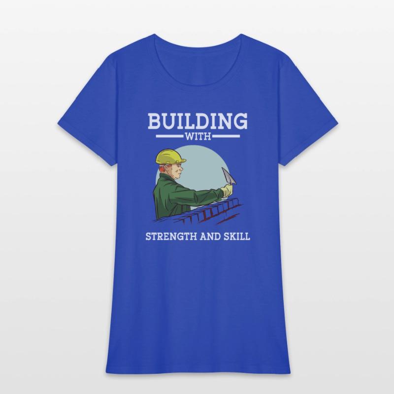 Construction worker building with strength & skill