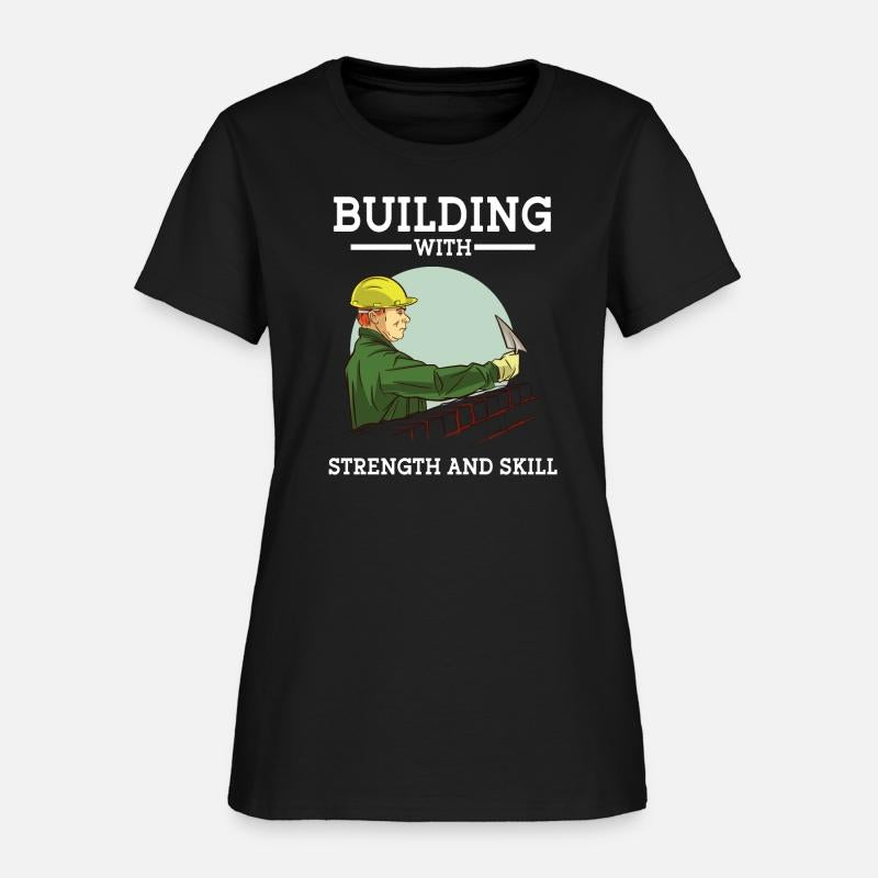 Construction worker building with strength & skill