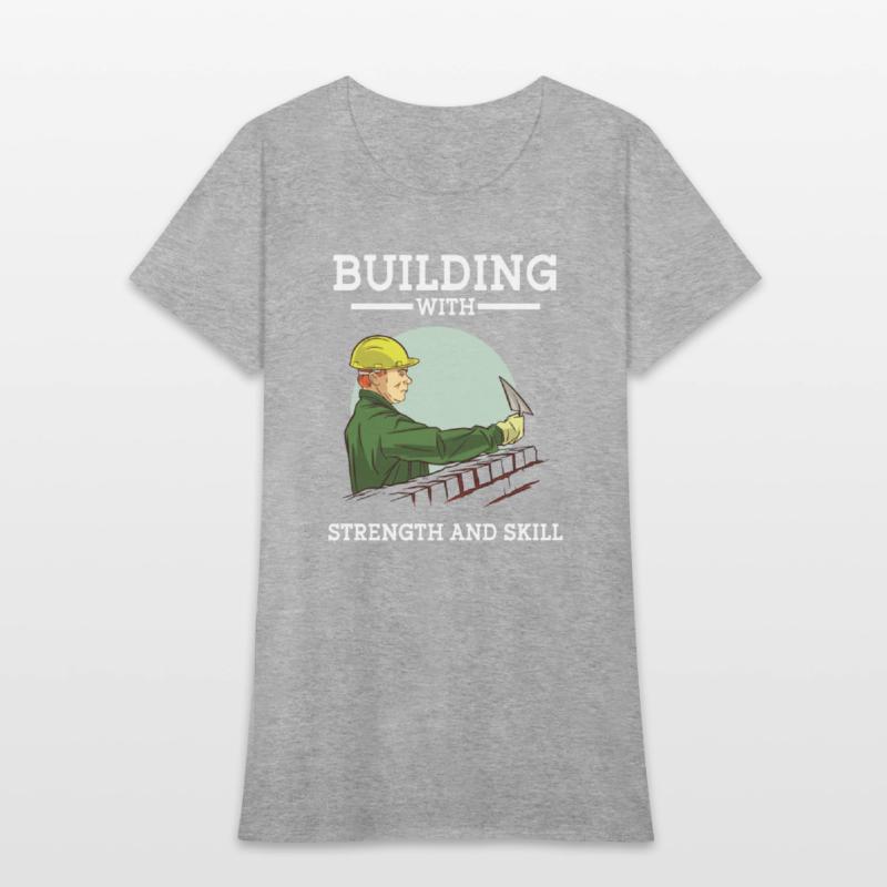 Construction worker building with strength & skill