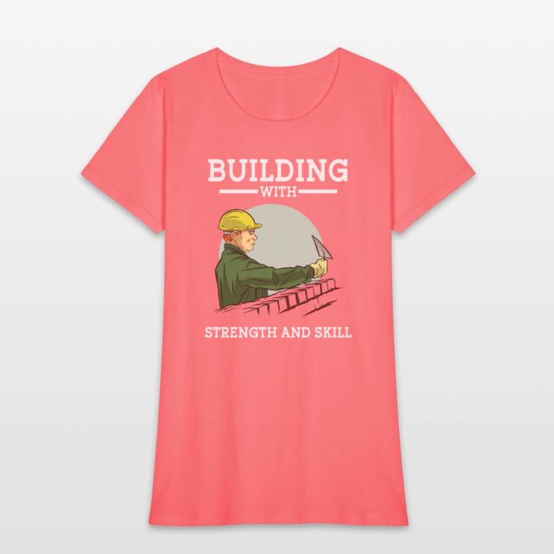 Construction worker building with strength & skill