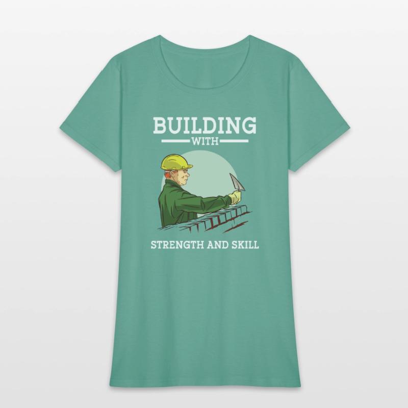 Construction worker building with strength & skill