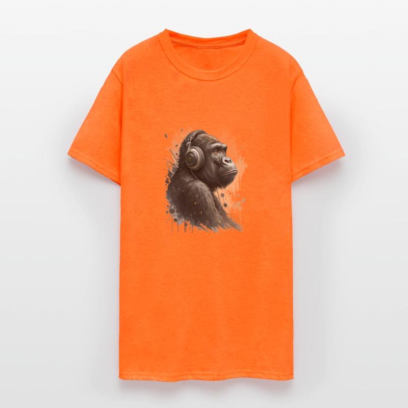 Cool Gorilla wearing headphones