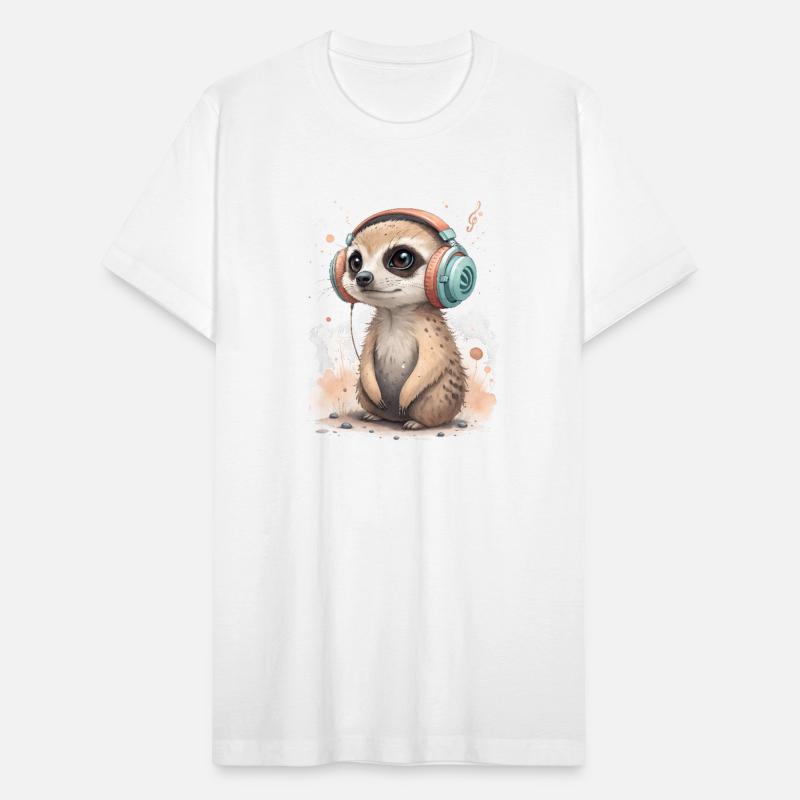 Cool kawaii meerkat wearing headphones