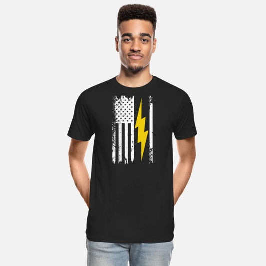 Cool Lightning Bolt And Flag Electrician